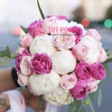 Розовый свадебный букет #100