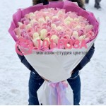 51 бело розовая Роза Эквадор  "Зефирное наслаждение"