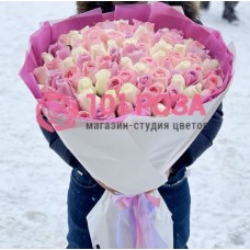 51 бело розовая Роза Эквадор  "Зефирное наслаждение"