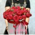 Красные пионовидные Розы Ред Пиано в коробке