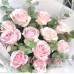 9 Роз розовых с Эвкалиптом