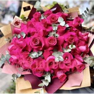 Букет из вывернутых розовых Роз 