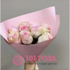 Букет 9 розовых Роз "Зайка"
