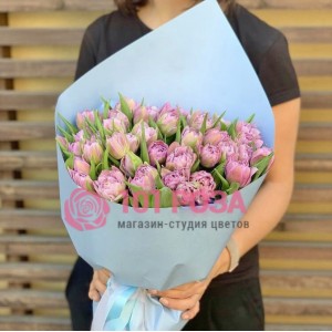 25 Тюльпанов фиолетовых пионовидных