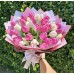Букет из 25 Тюльпанов бело розовых пионовидных