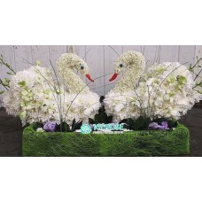 Лебеди из цветов на свадьбу
