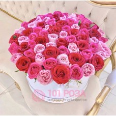 101 Роза розовая в коробке  "Любимой"
