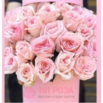 Пионовидные розовые Розы О Хара в коробке "Дивный вечер"