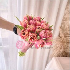 Букет невесты из пионовидных Тюльпанов розовых №124