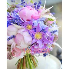 Букет невесты фиолетово розовый №130