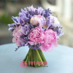 Букет невесты из розовых Пионов и Тюльпанов №129
